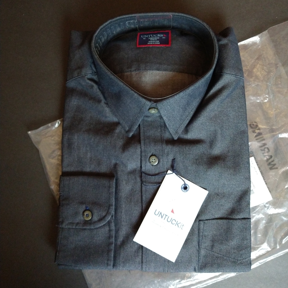 UNTUCKit Casablanca Gray Slim Fit Button Down Shirt Size Medium